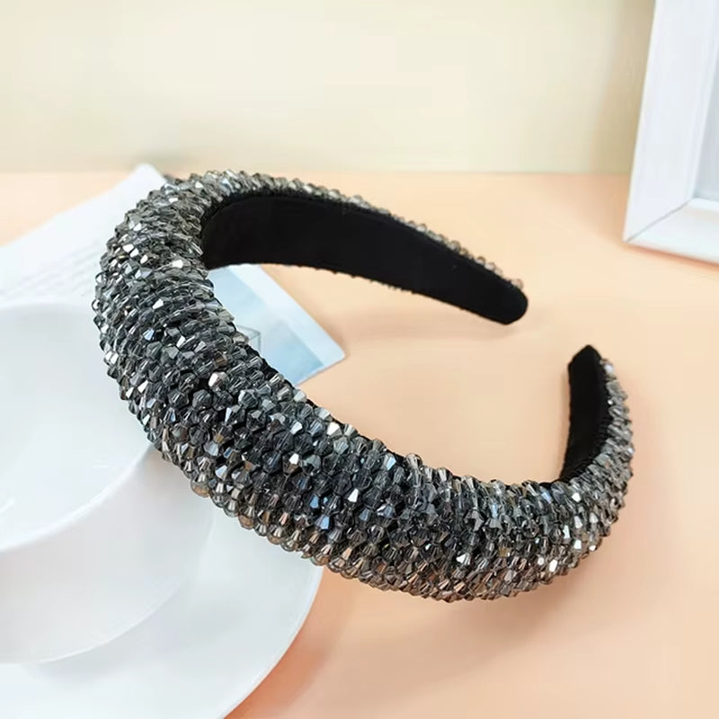 Sponge Headband Luxury Ladies Crystal Headband Wide Hair Accessories Full Rhinestone Women Opp Bag Fashion Headband 4 Colors